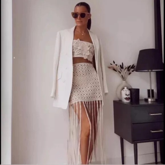 Zara Crochet‎ Knit Fringed Mini Skirt - Picture 14 of 15